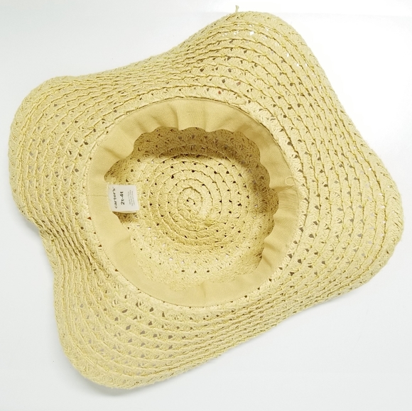 Carter's Floppy Brim Natural Straw Summer Fashion Hat 2t-4t - Picture 7 of 8